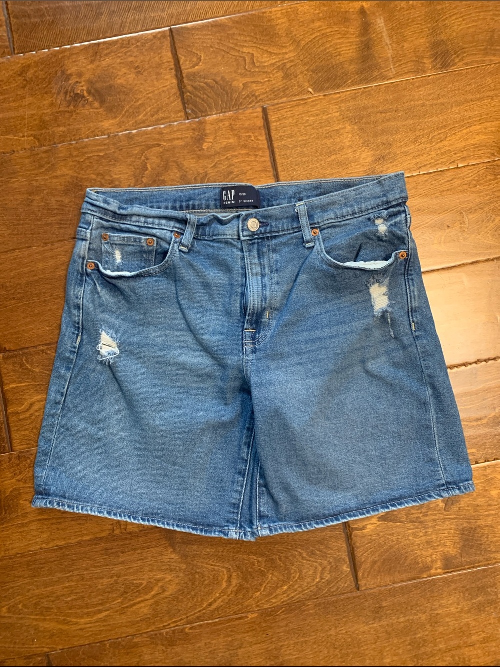 GAP Blue Distressed Denim Shorts